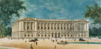 Central Library Building of the Free Library of Philadelphia. Perspective from southwest, 1916. Jules Guáerin